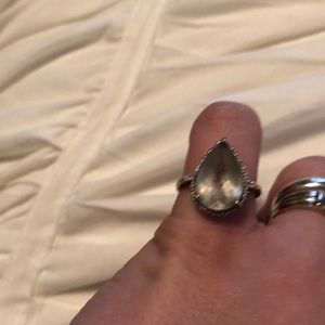 Green Amethyst Tear Dropped Shaped Ring Sz 7